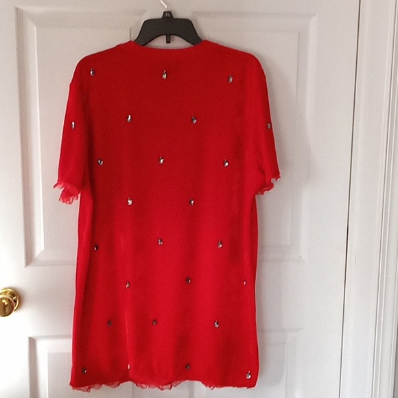 Dolls Kill Red Velvet Jeweled Mini Dress - Picture 2 of 6